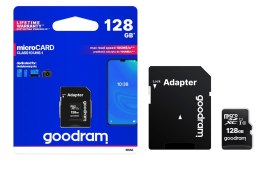 GOODRAM Karta Pamięci MicroSDXC 128GB CL10 UHS I + Adapter