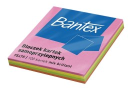Bloczek Kartek Samoprzylepnych Bantex 75x75mm Miks Kolorów x 100 szt.